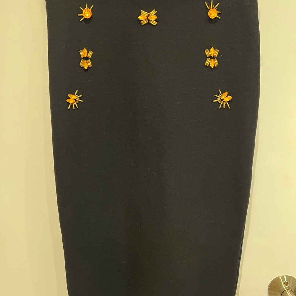 H&M. Size Small. Black Pencil with gold embroidery